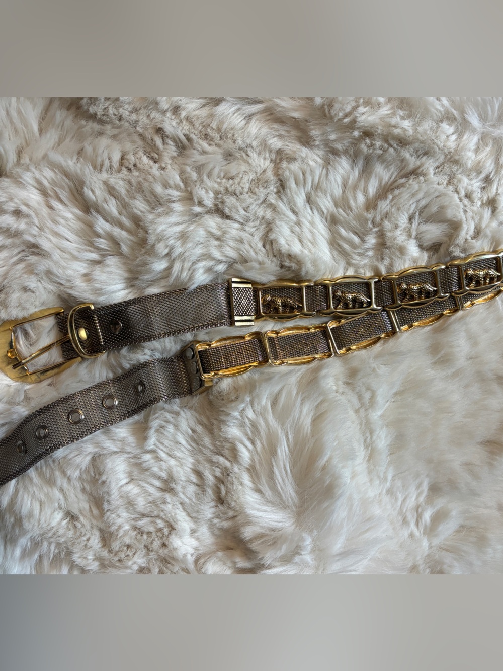 Vintage 1980s two toned gold cheetah leopard belt